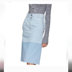 Lafei-nier Jeans Midi Skirt 💎Denim Blue Stretch+ringtone 💎size 27